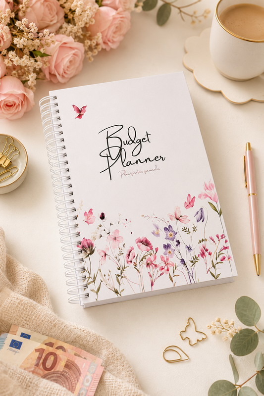 Budget Planner 2026 /2027– Collection Lilie | Agenda financier A5 à spirale pour suivre revenus, dépenses & épargne