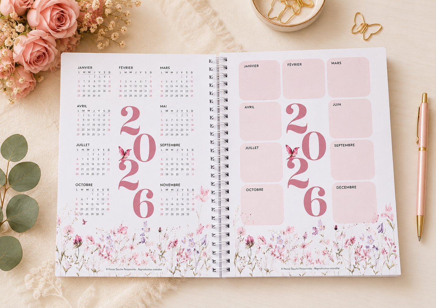 Budget Planner 2026 /2027– Collection Lilie | Agenda financier A5 à spirale pour suivre revenus, dépenses & épargne