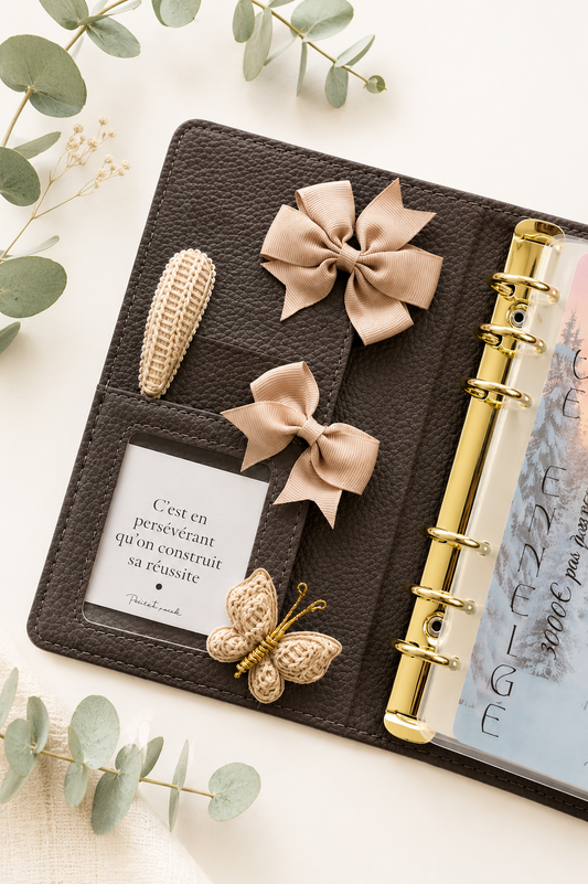 Lot de 4 décorations beige – Accessoires élégants pour planner ou classeur budget