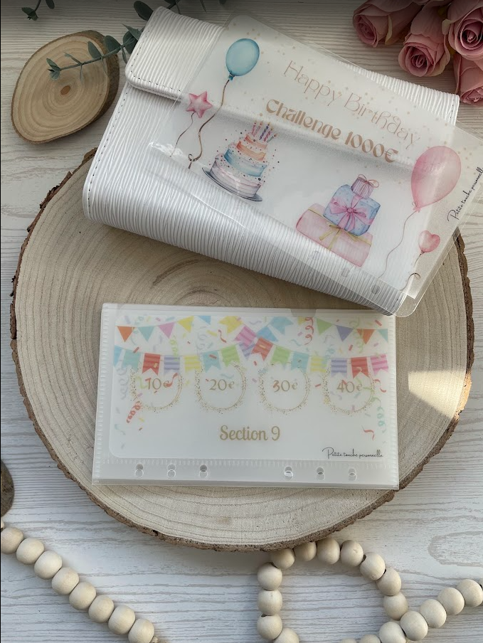 Challenge Happy Birthday 🎂 – Défi épargne budget annuel plastifié A6