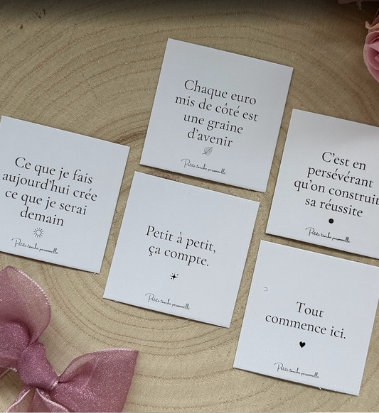 Cartes citation – Petits mots motivants à glisser dans ton planner ou enveloppe budget – À l’unité ou en lot de 5