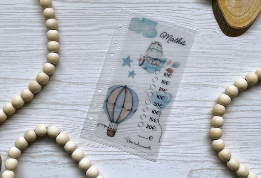 Petits trésors à chérir – Tracker épargne enfant personnalisé – A6 – 4 modèles doux