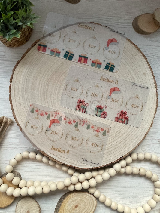 Challenge Noël – Épargne 250€ - 500€-1000€-2000€ – Tracker transparent plastifié