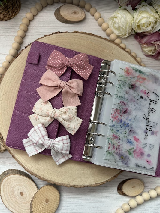 Décoration classeur budget – Grand nœud en tissu à motifs – Accessoire planner et organisation