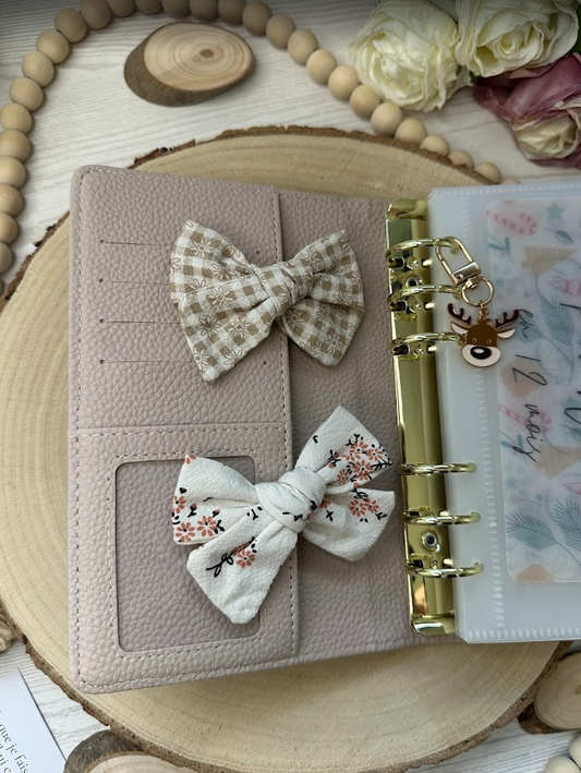 Décoration classeur budget – Grand nœud en tissu (plusieurs motifs) – Accessoire planner et organisation