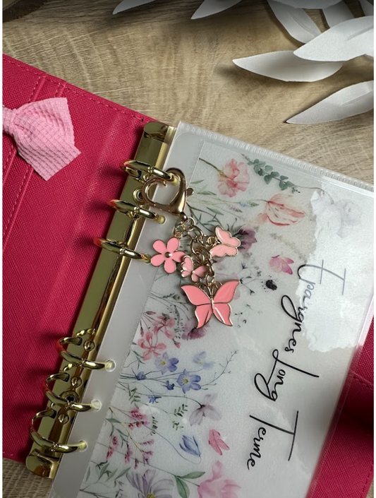 Porte-clés papillon fleuri  pour classeur budget ou trousseau