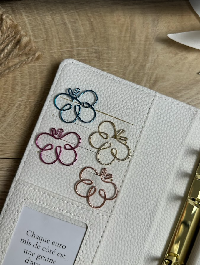 Trombones fantaisie papillon – Accessoires décoratifs pour classeurs budget et papeterie créative