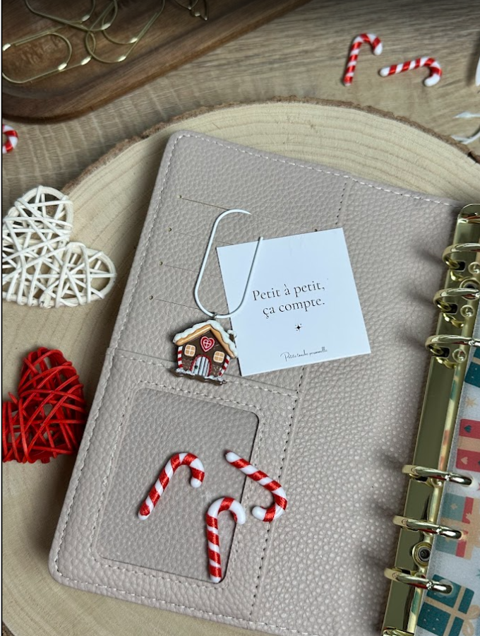 Trombone maison pain d’épices – Accessoire de Noël pour classeur budget ou planner (avec ou sans nœud)