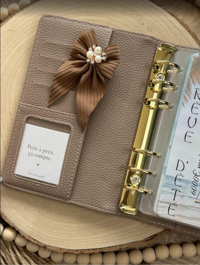 Grand nœud bijou perlé – Accessoire chic pour planner ou classeur budget (plusieurs coloris)