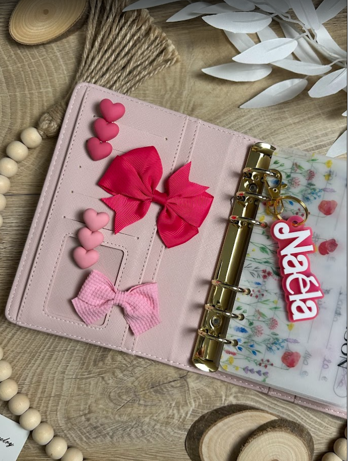 Clip déco pour classeur – Nœud en tissu – Accessoire élégant pour classeur budget ou planner