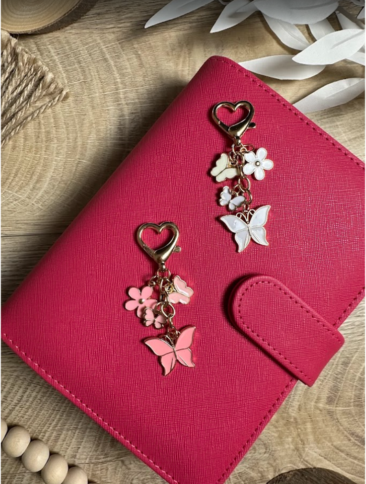 Porte-clés papillon fleuri  pour classeur budget ou trousseau