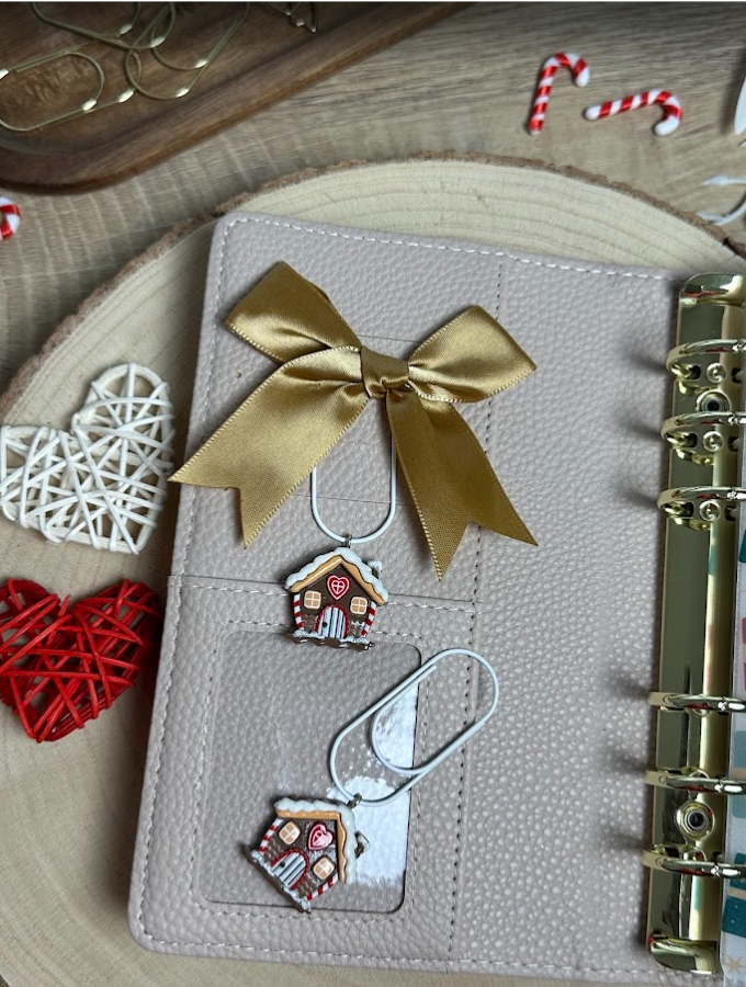 Trombone maison pain d’épices – Accessoire de Noël pour classeur budget ou planner (avec ou sans nœud)