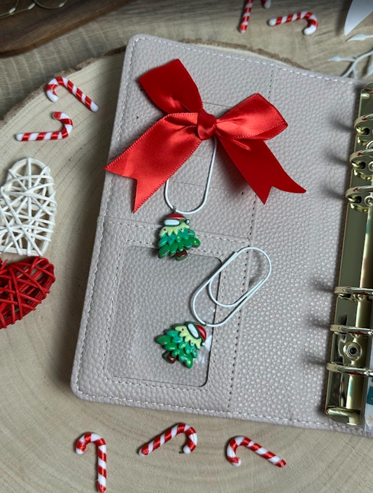 Trombone sapin de Noël – Accessoire festif pour planner ou classeur budget (avec ou sans nœud)