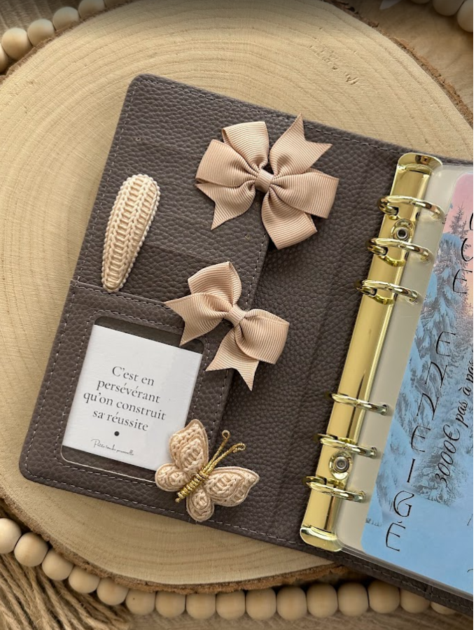 Lot de 4 décorations beige – Accessoires élégants pour planner ou classeur budget