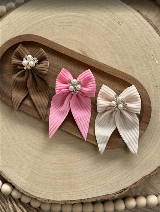 Grand nœud bijou perlé – Accessoire chic pour planner ou classeur budget (plusieurs coloris)