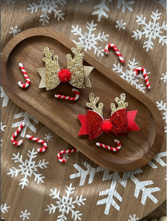 Nœud renne scintillant – Accessoire décoratif de Noël pour planner ou classeur budget