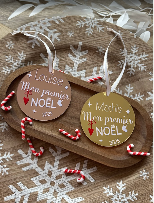 Boule “Mon premier Noël” personnalisée – Rose gold ou doré