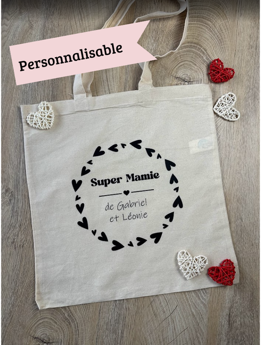 Tote bag personnalisé “Super Mamie” – Sac en coton recyclé