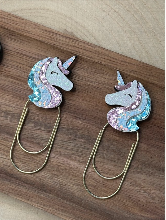 Trombone fantaisie licorne pailletée grand format – Accessoire décoratif pour classeur budget, agenda ou papeterie