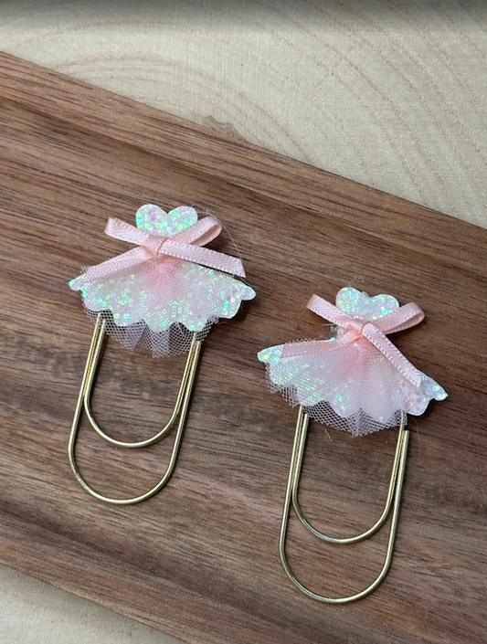 Trombone fantaisie robe tutu rose pailleté – Accessoire décoratif pour classeur budget, agenda ou papeterie créative