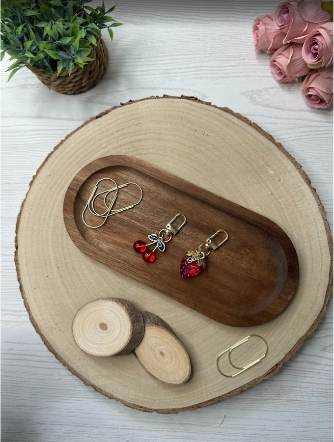 Lot 2 porte-clés fruits (fraise + cerise) – Charms décoratifs pour classeur budget, agenda ou trousseau de clés