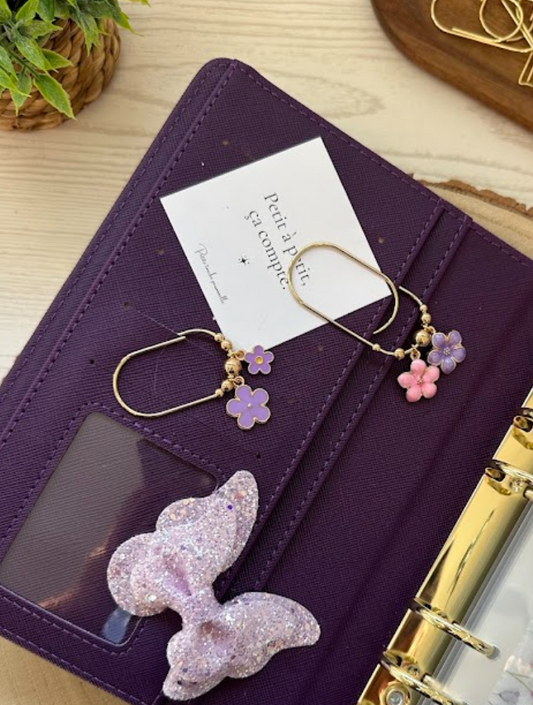 Trombone fantaisie doré avec charm – Accessoire décoratif chic pour classeur budget, agenda ou papeterie