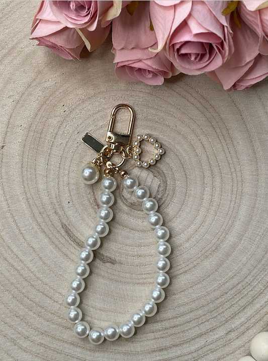 Porte-clés perles élégantes avec mousqueton doré et breloques – Accessoire raffiné pour clés et sacs