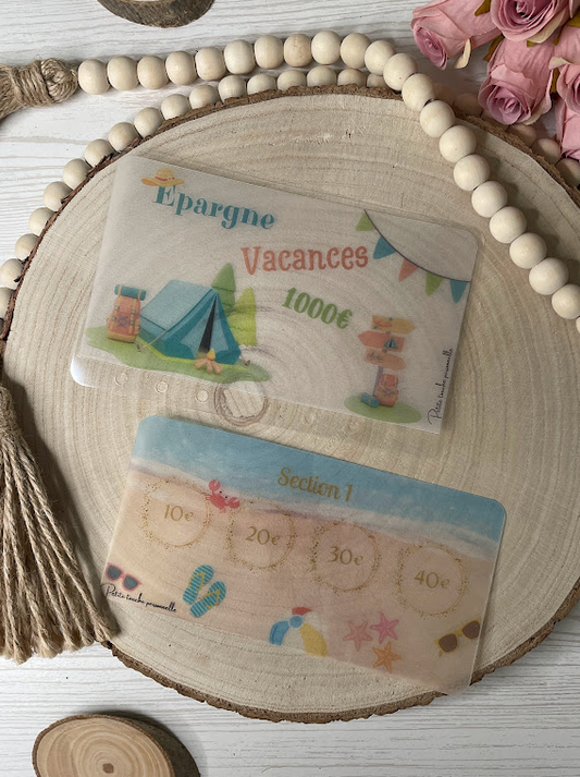 Challenge Vacances – Épargne 1000€, 1500€ ou 2000€ – Tracker transparent plastifié
